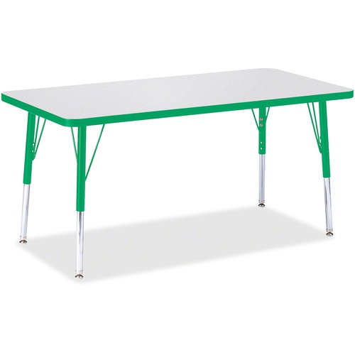 Activity Table, E-Height 15"-24", 24"x48", Gray/Green Edge