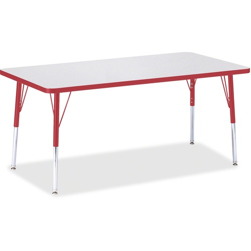 Activity Table, Rectangular, A-Height 24"-31", 30"x60", Gray/Red Edge