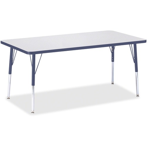 Activity Table, Rectangular, Adjustable Height 24"-31", 30" x 60", Gray/Navy Edge