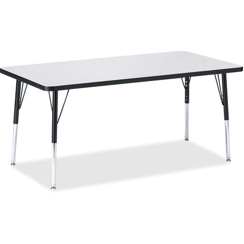 Activity Table, Rectangular, Adjustable Height 24"-31", 30" x 60", Gray/Black Edge