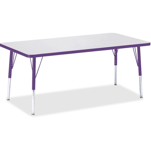 Activity Table, E-Height 15"-24", 30"x60", Gray/Purple Edge