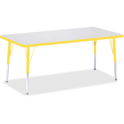 Activity Table, E-Height 15"-24", 30"x60", Gray/Yellow Edge