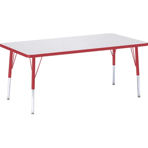 Activity Table, E-Height 15"-24", 30"x60", Gray/Red Edge