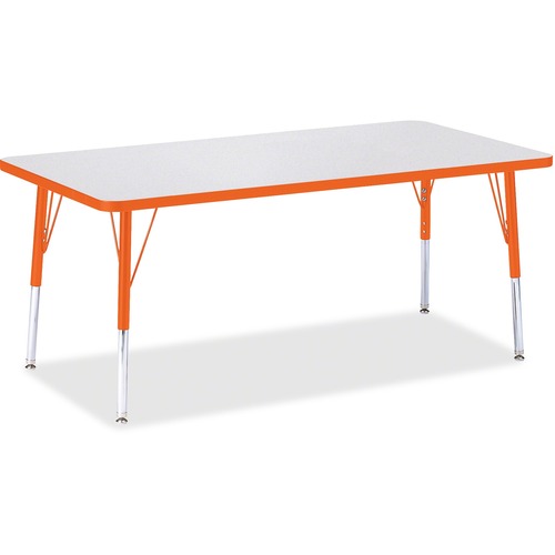 Activity Table, E-Height 15"-24", 30" x 60", Gray/Orange Edge