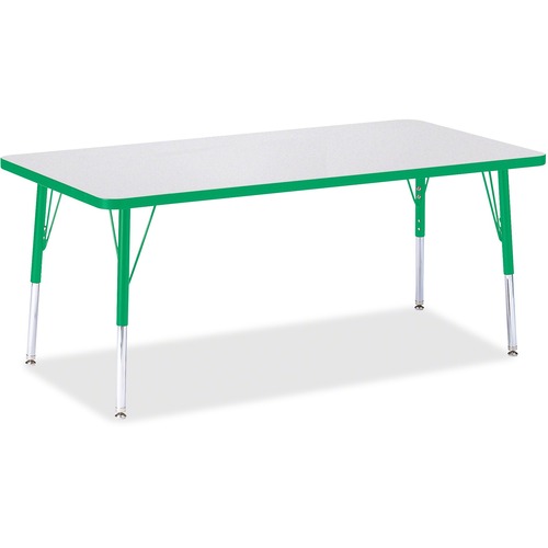 Activity Table, E-Height 15"-24", 30"x60", Gray/Green Edge