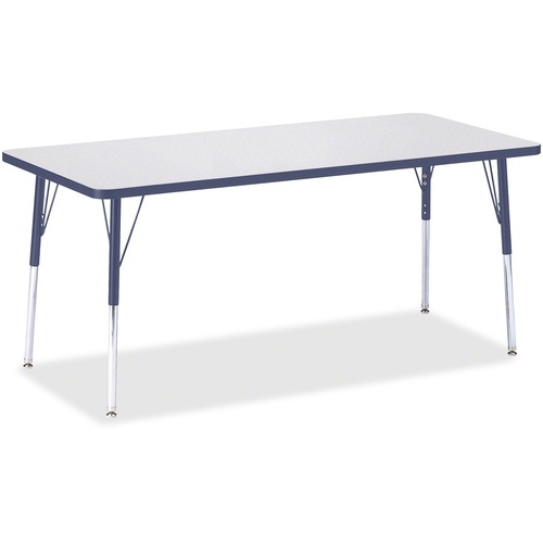 Activity Table, Rectangular, Adjustable Height 24"-31", 30" x 72", Gray/Navy Edge