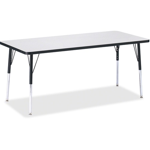 Activity Table, Rectangular, Adjustable Height 24"-31", 30"x72", Gray/Black Edge