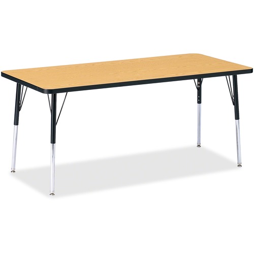 Activity Table, Rectangle, 24"-31" x 30" x 72", Oak/Black
