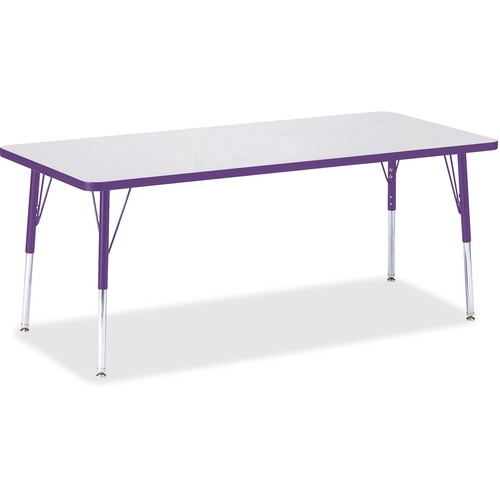 Activity Table, E-Height 15"-24", 30" x 72", Gray/Purple Edge