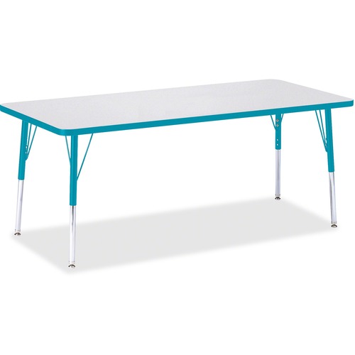 Activity Table, E-Height 15"-24", 30"x72", Gray/Teal Edge