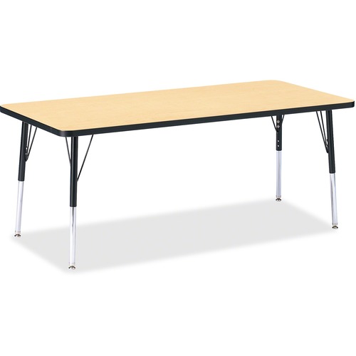 Rectangular Activity Table, 30" x 72" x 15"-24", Maple/Black