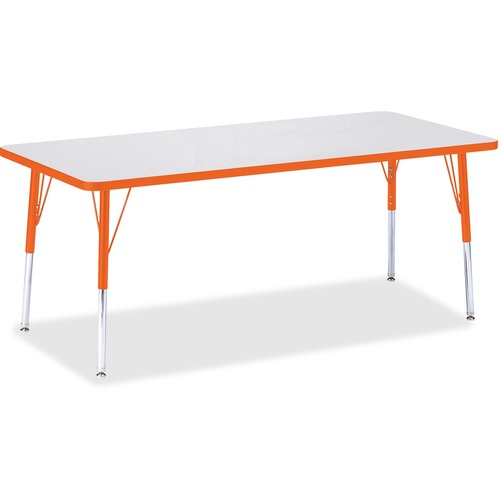 Activity Table, E-Height 15"-24", 30"x72", Gray/Orange Edge