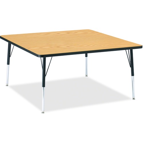 Activity Table, Square, 24"-31" x 48" x 48", Oak/Black