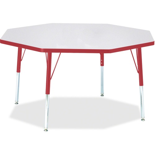 Octagon Activity Table, 48" x 48", Gray/Red