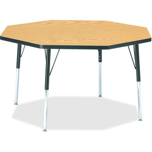 Activity Table, Octagon, 24"-31" x 48", Oak/Black