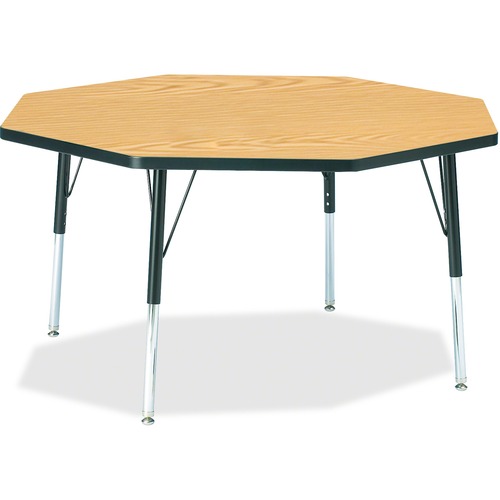 Activity Table, Octagon, 15"-24"x48", Oak/Black