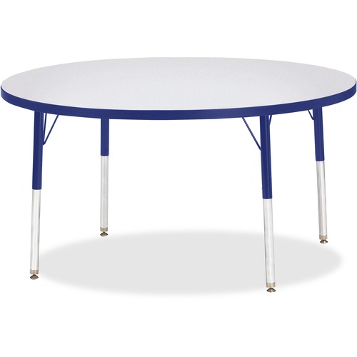 Activity Table, 48" Round, Adult Height 24"-31", Gray/Blue Edge