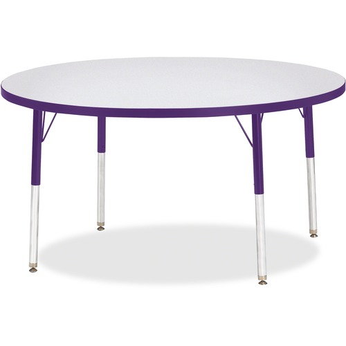 Activity Table, 48" Round, Adult Height 24"-31", Gray/Purple Edge