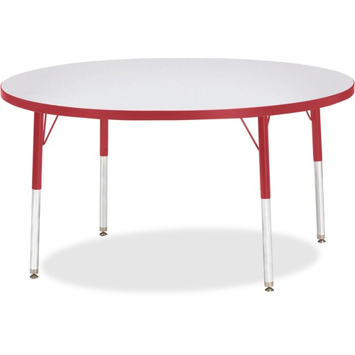Activity Table, 48" Round, Adult Height 24"-31", Gray/Red Edge