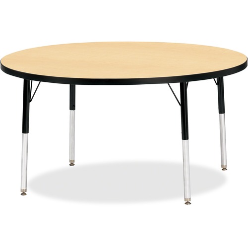 Activity Table, Round, 24"-31" x 48", Maple/Black