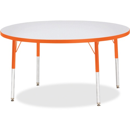 Activity Table, 48" Round, Adult Height 24"-31", Gray/Orange Edge