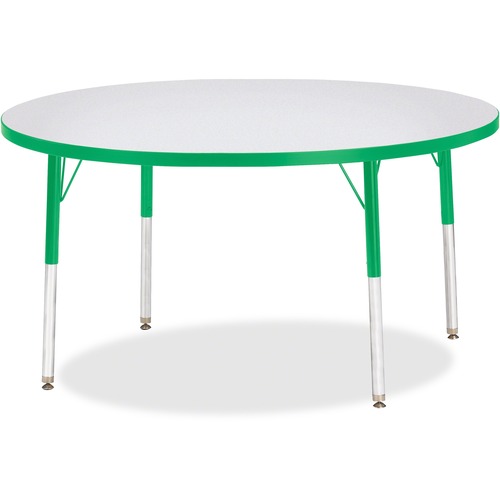 Activity Table, 48" Round, Adult Height 24"-31", Gray/Green Edge