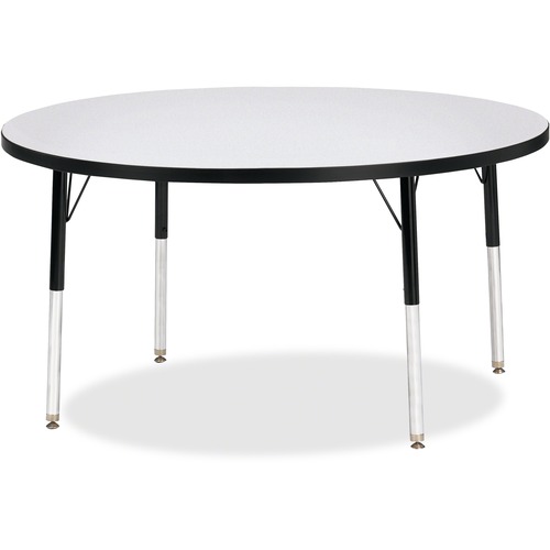Activity Table, 48" Round, Adult Height 24"-31", Gray/Black Edge
