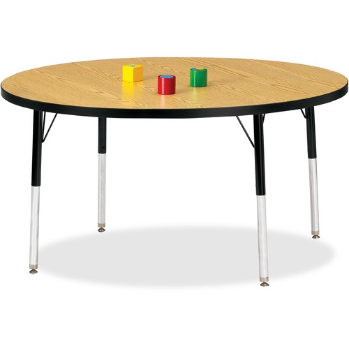 Activity Table, Round, 24"-31"x48", Oak/Black