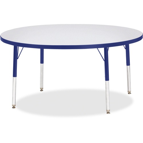 Activity Table, 48" Round, E Height, 15"-24", Gray/Blue Edge