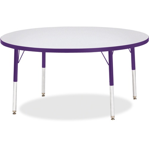 Activity Table, 48" Round, E Height, 15"-24", Gray/Purple Edge