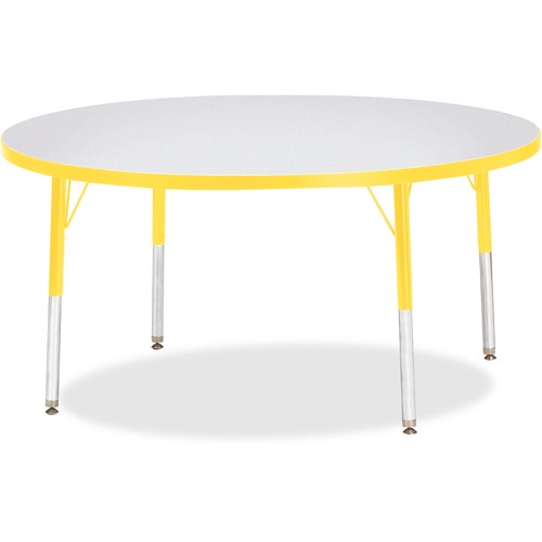 Activity Table, 48" Round, E Height, 15"-24", Gray/Yellow Edge