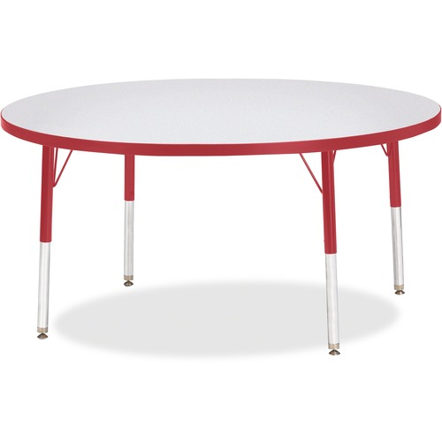 Activity Table, 48" Round, E Height, 15"-24", Gray/Red Edge