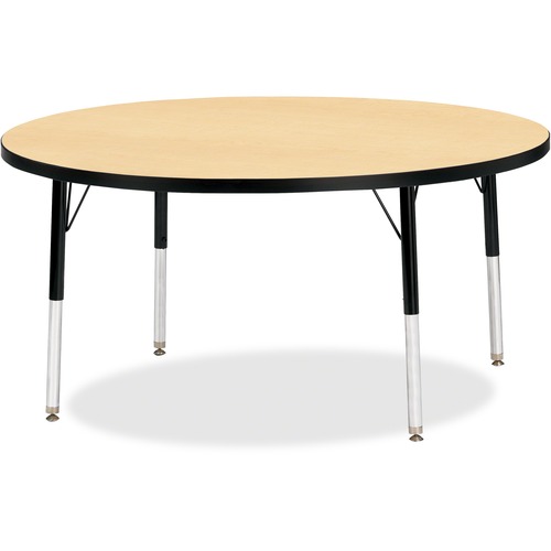 Activity Table, Round, 15"-24"x48", Maple/Black