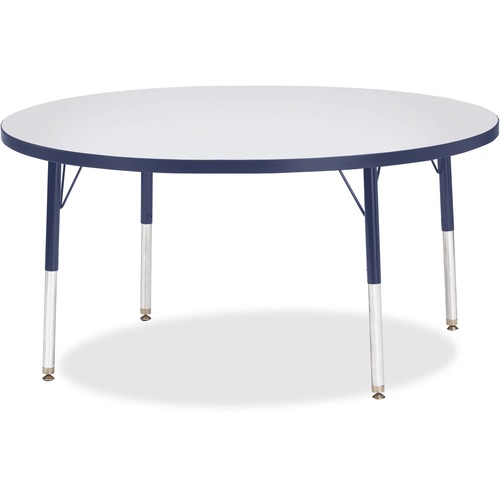 Activity Table, 48" Round, E Height, 15"-24", Gray/Navy Edge
