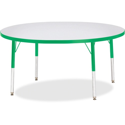 Activity Table, 48" Round, E Height, 15"-24", Gray/Green Edge