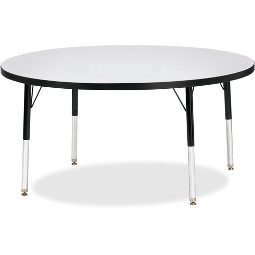 Activity Table, 48" Round, E Height, 15"-24", Gray/Black Edge
