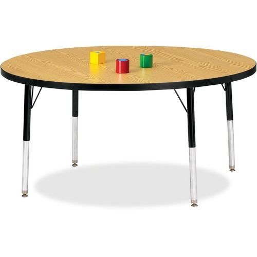 Activity Table, Round, 15"-24"x48", Oak/Black
