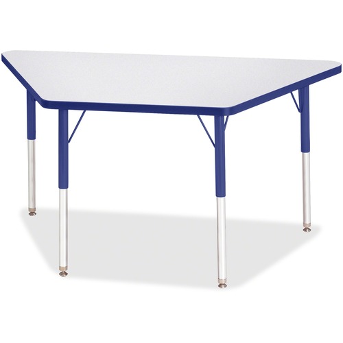 Activity Table, Trapezoid, 24"-31"x24"x48", Gray/Blue Edge