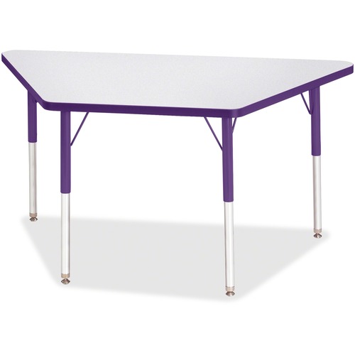 Activity Table, Trapezoid, 24"-31"x24"x48", Gray/Purple Edge