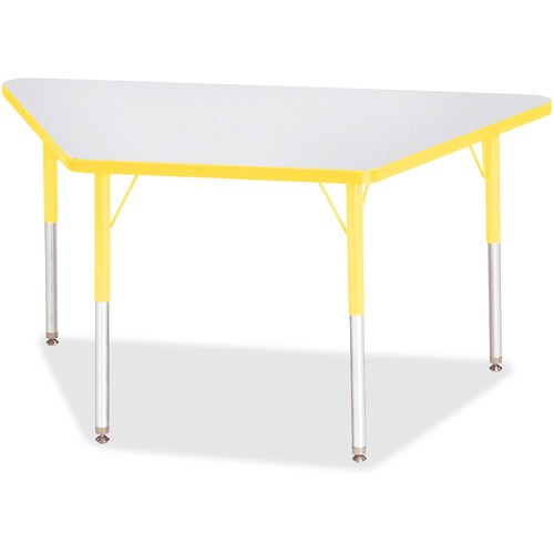Activity Table, Trapezoid, 24"-31"x24"x48", Gray/Yellow Edge