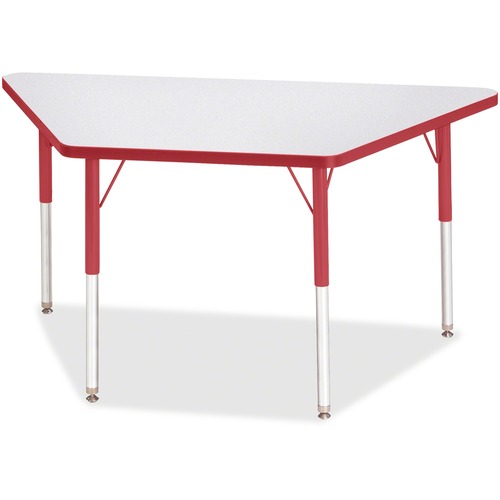 Activity Table, Trapezoid, 24"-31"x24"x48", Gray/Red Edge