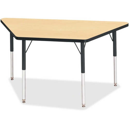 Activity Table, Trapezoid, 24"-31" x 24" x 48", Maple/Black