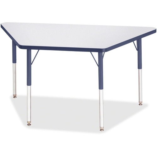 Activity Table, Trapezoid, 24"-31"x24"x48", Gray/Navy Edge