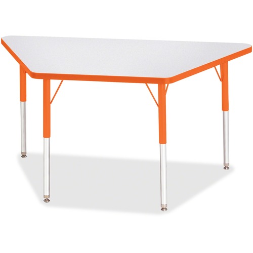Activity Table, Trapezoid, 24"-31"x24"x48", Gray/Orange Edge