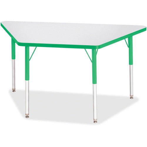 Activity Table, Trapezoid, 24"-31"x24"x48", Gray/Green Edge
