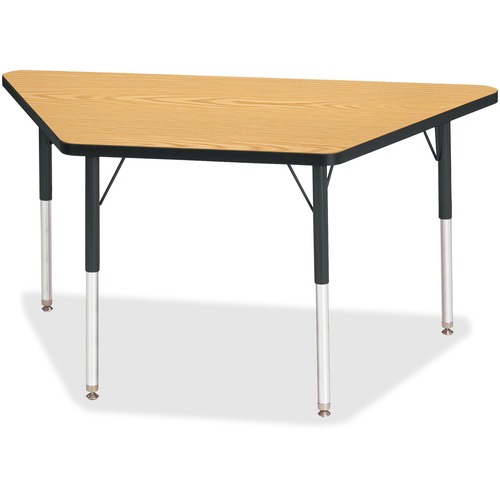 Activity Table, Trapezoid, 24"-31"x24"x48", Oak/Black
