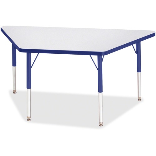 Activity Table, Trapezoid, 15"-24"x24"x48", Gray/Blue Edge