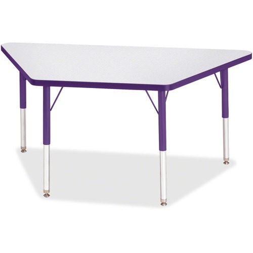 Activity Table, Trapezoid, 15"-24"x24"x48", Gray/Purple Edge
