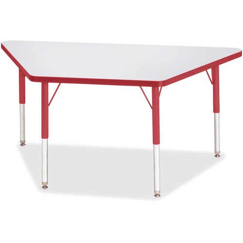 Activity Table, Trapezoid, 15"-24"x24"x48", Gray/Red Edge