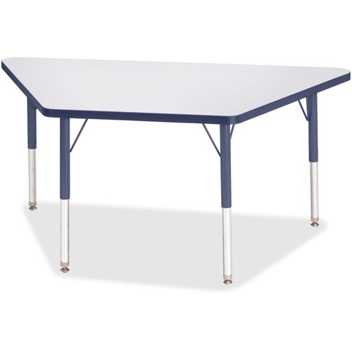 Activity Table, Trapezoid, 15"-24"x24"x48", Gray/Navy Edge